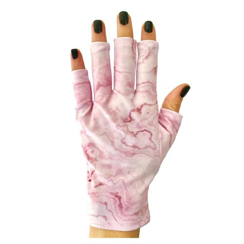 ManiGlovz - The Original Anti UV Gel Manicure Gloves, Fingerless Gloves for Nail Lamp Radiation, UPF 50+ UV Nail Lamp Gloves, Chic, Lightweight & Comfortable, Marble Pink Gloves, 1 Pair