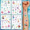 Mermaid Glitter Temporary Tattoos for Kids, 4 Sheets Bronzing Fake Tattoos for Girls, Cute Under Sea Animal Body Arm Shoulder Tattoos Stickers Waterproof Tattoos, Party Favors Supplies Decor Gifts