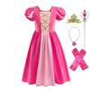 Dressy Daisy Little Girls Cotton Princess Dress Up Clothes with Accessories Halloween Birthday Party Everyday Outfit Size 8, Hot Pink