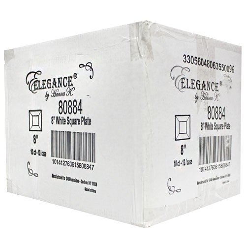 Lillian Collection Squares Pearl Premium Plastic Appetizer Plates - 8" (10 Pieces) - Perfect for Parties, Banquets & Catering