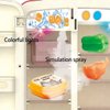 Kitchen Toys Fridge Refrigerator with Ice Dispenser Pretend Play Appliance for Kids, Play Kitchen Set with Kitchen Playset Accessories for Boys & Girls Music and Light