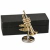 Dselvgvu Copper Miniature Trumpet with Stand and Case Mini Musical Instrument Mini Trumpet Miniature Dollhouse Model Christmas Ornament (2.36"x0.79")