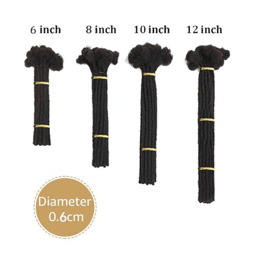 Loc Extensions Human Hair 0.6cm Width 12 Inch 20 Strands 100% Human Hair Full Head Handmade Permanent Dreadlock Extensions Can Be Dyed Bleached and Curled including Free Crochet Hook and Comb