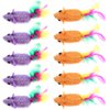 TEHAUX 10pcs Cat Toy Mice, 2.8” Mouse Cat Playing Props Cat Color Tail Mouse Toy Cat Teaser Interactive Toy Funny Cat Toy Mouse Toys for Cats Kitten, Random Color