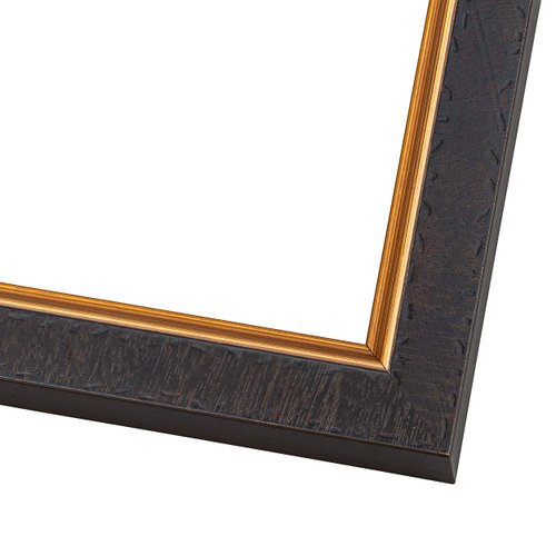 5x6 Frame Brown Walnut & Gold Trim Solid Wood Chaps Picture Frame | 1.25 Inch Moulding Width | 0.44 Inch Deep | Includes Shatter Resistant Acrylic Plexiglass, Foamboard Backing and Hanging Hardware