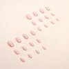 MISUD Short Round Press on Nails Oval Fake Nails Glossy Glue on Nails Pink Gel Acrylic Nails Elegant Artificial Nails Bling Glitter Stick on False Nails with Design 24 pcs