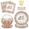 Confetti Sprinkles Theme Party Supplies Kit for 24 Guests - 97 Pcs Including Plates, Forks, Napkins, Bunting - Happy Birthday Decorations & Favors
