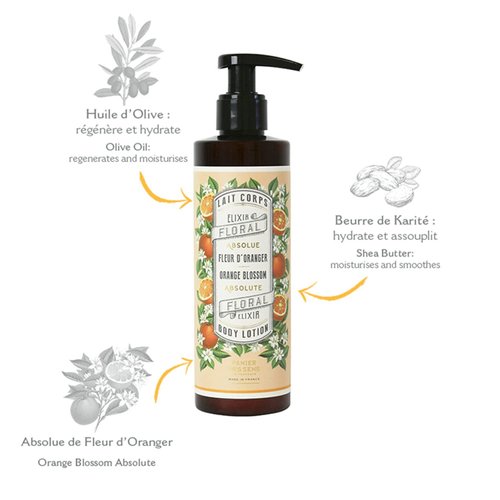 Panier des Sens – Orange Blossom Body Lotion for Dry Skin - Hydrating Body Cream for Women - Fluid Body Moisturizer with Shea Butter & Olive Oil - 96% Natural Ingredients Body Care - 8.45 Floz