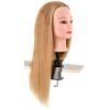 FUTAI Human Hair Mannequin Head Table Clamp Stand Hairdresser Practice Manikin Cosmetology Makeup Manican Doll Training Head Black Wig Head Stands Metal Holder