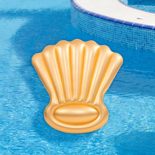 Pool Central Inflatable Golden Shell Sparkle and Shine 63 Inch Swimming Pool Float