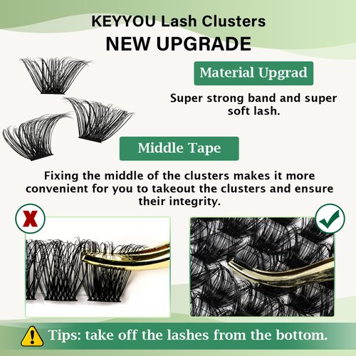 Lash Clusters 96pcs Individual Lashes Y24 D Curl 10-18MIX Eyelash Clusters KEYYOU Volume Wispy Lash Extension Soft&Comfortable Easy DIY at Home(Y24,D-10-18MIX)