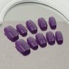 Glitter Bling Crystal Press on Nails Square Short False Nails Purple Glitter Design Full Cover Stick on Nails Glossy Acrylic Nails Reusable Gradient Solid Color Fake Nails For Women Daily Wear 24Pcs