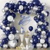 109PCS Navy Blue Silver Confetti Balloons for Graduation Birthday Baby Shower Wedding Anniversary Party Supplies Decorations