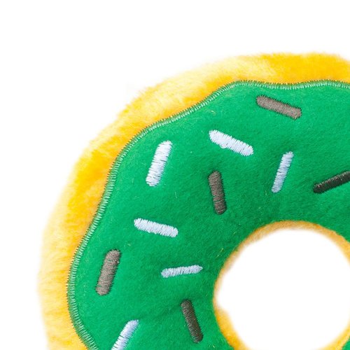 ZippyPaws - Original Donutz No Stuffing Squeaky Plush Dog Toy - Mint Chip, Original Size