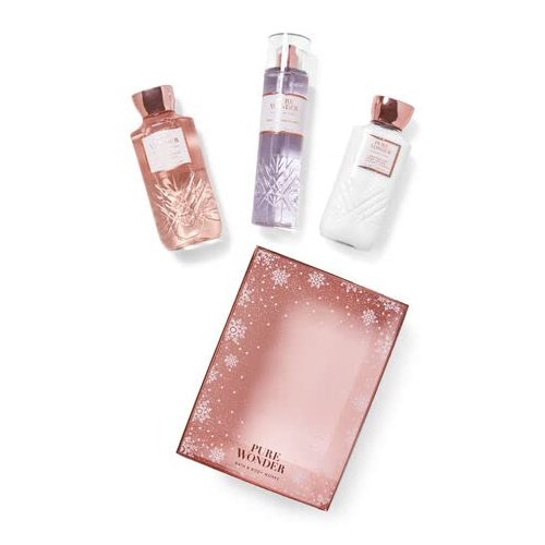 Bath and Body Works Pure Wonder Gift Box Set Lotion Shower Gel and Mist, pink