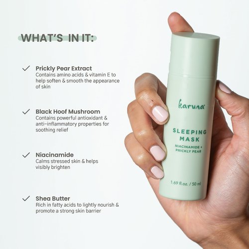 Karuna - Sleeping Mask, Overnight Facial Mask Cream, Renewing Face Mask Skin Care Essential, Cooling Face Masks with Niacinamide & Prickly Pear, 50 ml