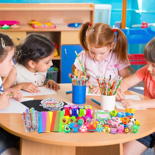 Thesixowls Party Favor for Kids Goodie Bags Stuffers, Stationery Bulk for Kids Students, Classroom Prizes, Treasure Chest Stationery for Students Rewards, Birthday Gifts, Pinata Fillers