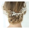 Chargances Bride 3pcs Floral Hair Comb Hair Pin Wedding Gold Hair Vine Wedding Hair Piece Sparkle Crystal Hair Comb Rhinestone Hair Comb Boho Delicate Handmade Gold Jewelry Gift for Women and Girls