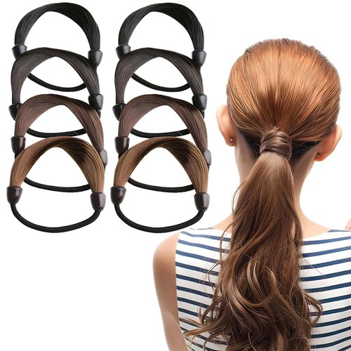 8 Pcs Wig Imitation Head Ropes Invisible Hair Band In A Ponytail Hair Ties For Women Ponytail Holders Rubber Band Women's Tiara Hair Accessories