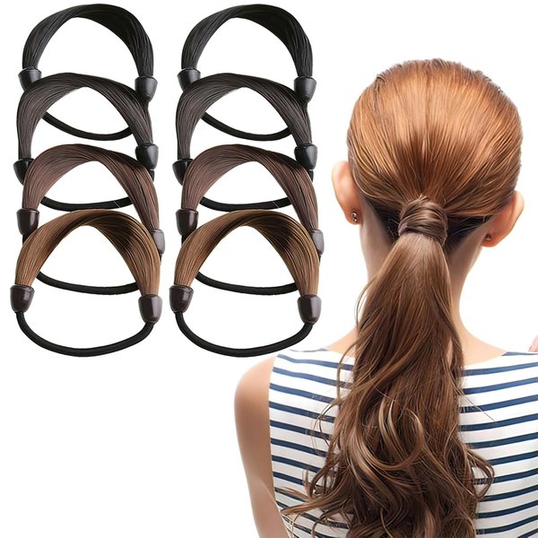 8 Pcs Wig Imitation Head Ropes Invisible Hair Band In A Ponytail Hair Ties For Women Ponytail Holders Rubber Band Women's Tiara Hair Accessories