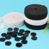 Yookat 4 Rolls Elastic Band with Holes Elastic Band Button Elastic Button Holes Sewing Elastic Bands with Buttonhole and 100Pcs 18mm Black Resin Button (black and white, 3/4 inch)