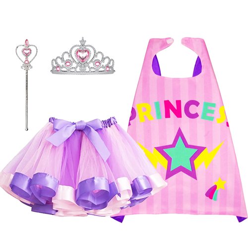 D.Q.Z Superhero-Cape Costume with Tutu Dress, Big Sisters Gifts for Girls Role Play Birthday Christmas Party Favors (Pink)