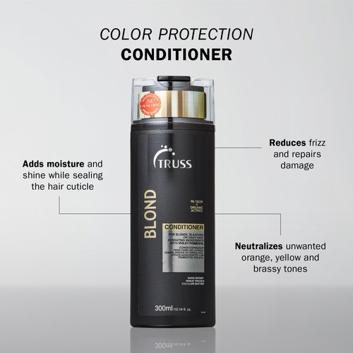 TRUSS Blond Conditioner - Violet Purple Conditioner For Blonde, Bleached & Gray Hair - Color Protection, Hydrating, Restores Elasticity, Neutralizes Brassiness, Yellow, & Orange Tones