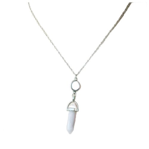 Faruodis Turquoise Crystal Necklace for Women Hexagonal Healing Gemstone Spiritual Energy Pendant Necklace Jewelry for Women(Pink)