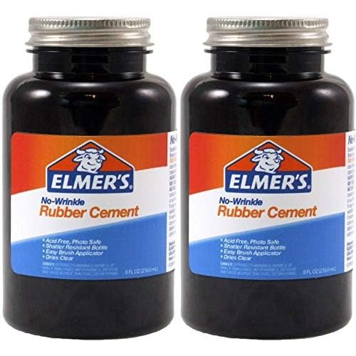 Elmer's Rubber Cement, No-Wrinkle, 8 Ounces Pack of 2