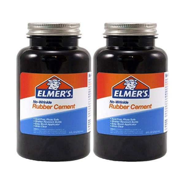 Elmer's Rubber Cement, No-Wrinkle, 8 Ounces Pack of 2