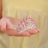 JWICOS Mini Crystal Hair Comb Pink Small Crystal Comb Headband Shiny Rhinestone Comb Headpiece for Girls Princess Birthday Party (Pink)
