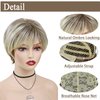 GNIMEGIL Short Blonde Pixie Cut Wigs for White Women with Bangs Dark Roots Old Lady Wig Natural Synthetic Ombre Layered Hairstyles Cosplay Costume Party Halloween Daily Use
