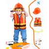 Puteraya 12 Pcs Kids Construction Worker Costume Dress Up include Construction Vest Hard Hat Goggles for Kids Halloween (Color Style 2)
