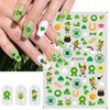 St. Patrick’s Day Nail Stickers 3D Self-Adhesive Shamrock Nail Art Stickers Clover Irish Green Dwarf Gold Hat Design St Patricks Day Nail Decals Nail Art Supplies for Women Acrylic Nails Decorations