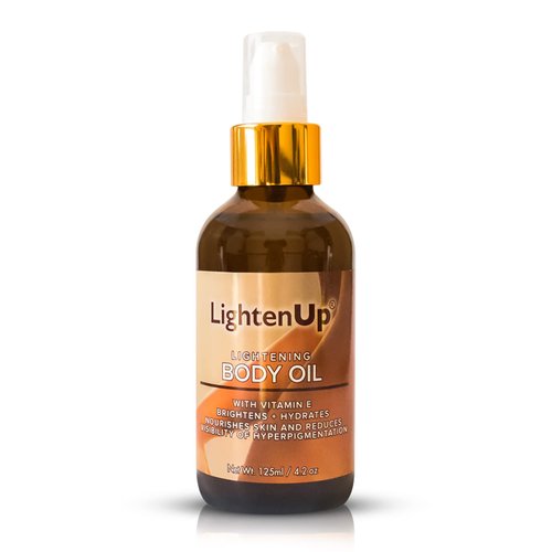 OMIC LightenUp, Skin Brightening Body Oil - 4.2 fl oz / 125 ml - Hyperpigmentation Body Seum, Dark Spot Remover, for Men and Women with Vitamin E, Shea Butter, Almond Oil