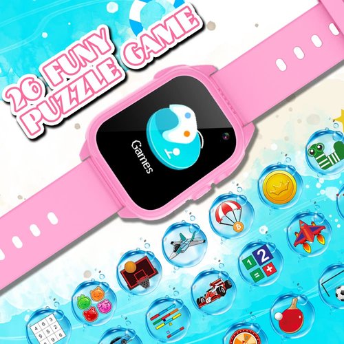 Kids Waterproof Smart Watch for Boys Girls Ages 3-12 Learning Toys with 26 Games Camera Video 1.44" Touchscreen Music Player Alarm Clock Flashlight Pedometer Toddler Watches Birthday Gifts