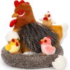 BENINY Egg Laying Hen Chicken Stuffed Animal Plush Toys, Stuffed Chicken with Little Baby Chicks and Coop, Chicken Toys for Kids, Hit of Christmas Farm Party