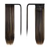 BARSDAR 26 inch Ponytail Extension, Long Straight Wrap Around Clip in Ponytail Hair Extensions Synthetic Ponytail Hair Pieces for Women Girls Daily Party Halloween- Dark Brown & Blonde Highlights