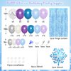 167Pcs Frozenn Balloons Arch Garland Kit, Froozen Birthday Party Decorations Supplies Fringe Curtain Blue Purple Snowflake Balloon for Winter Wonderland Christmas Princess Girl Decor