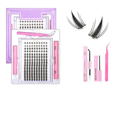 Lash Clusters, 8-16mm False Eyelashes Clusters, DIY Eyelashes Extension Starter Kit, Wispy Individual Lashes Cluster Pack With Bond and Seal (Spiky lashes Kit)