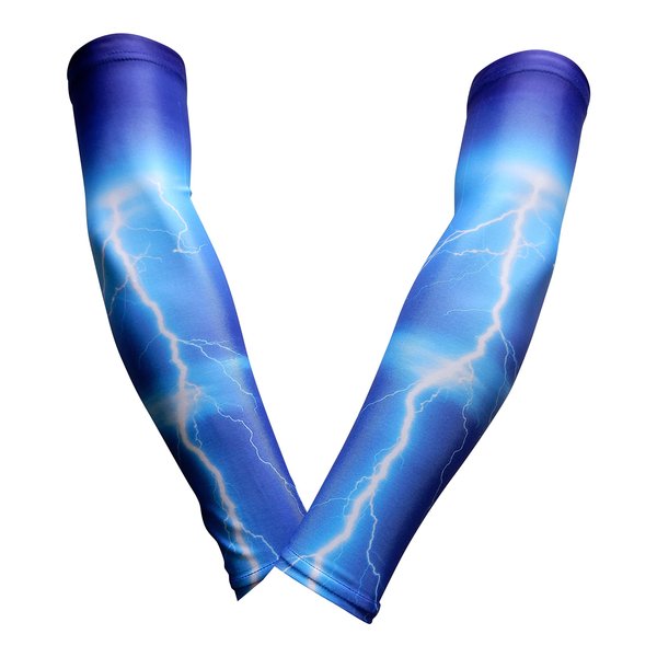 Sports Farm PAIR Compression Elbow Arm Sleeves (ADULT SMALL, ROYAL BLUE LIGHTNING)