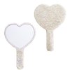 Wowagoga Sparkling Rhinestone Heart Shaped Handheld Mirror Heart Mirror Cosmetic Hand Mirror with Handle Cute Hand Mirror for Women Girls(White)