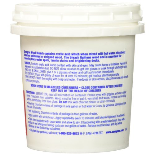 Savogran Wood Bleach - 12oz Oxalic Acid Wood Bleach for Furniture w/Unfinished or Stripped Wood - Oxalic Acid Powder for Bleaching Wood & Removing Tannin & Black Water Spots - Wood Stain Remover