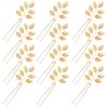 inSowni 12 Pieces Decorative Bridal Wedding Party Prom U-Shaped Gold Metal Eucalyptus Leaf Hair Pins Headpieces Hair Accessories for Brides Bridesmaids Women Girls