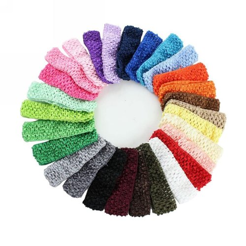 SEWACC Knitted Headband Elastic Crochet Hairbands 24pcs Colorful Stretch Headbands Small Headbands Hollow Out Knit Headband Hair Accessories for Head Wear (Random Color)