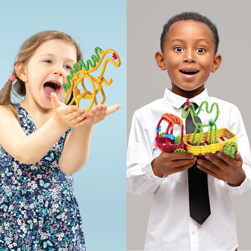 spaghetteez Craft kit for Kids from 4 Years, Sensory Toys for Boys and Girls, Ideal as a Gift, Flexible Construction Toys for Arts and Crafts in a Set of 70 Pieces