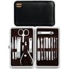 Utopia Care 15 Pieces Manicure Set - Stainless Steel Manicure Nail Clippers Pedicure Kit - Professional Grooming Kits, Nail Care Tools With Luxurious Travel Case (Silver)