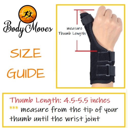 BodyMoves Thumb Splint Brace Plus Finger Hot and Cold Gel Pack- for de quervain's tenosynovitis, Tendonitis, Trigger Thumb spica,Carpal Tunnel, CMC Adjustable wrist and Reversible(Left and Right Hand)