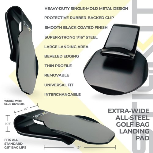 STICKIT Magnetic Golf Bag Landing Pad I Metal Bag Clip for Quick and Easy Use of Magnetic Golf Gear & Accessories with Convenient Positioning on Your Golf Bag