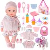 deAO Baby Doll Accessories Bag,20PCS Baby Feeding Accessories,Clothes,Doll Dog,Soother Dummy - Pretend Play Set for Birthday Gift Christmas(Doll Not Included)